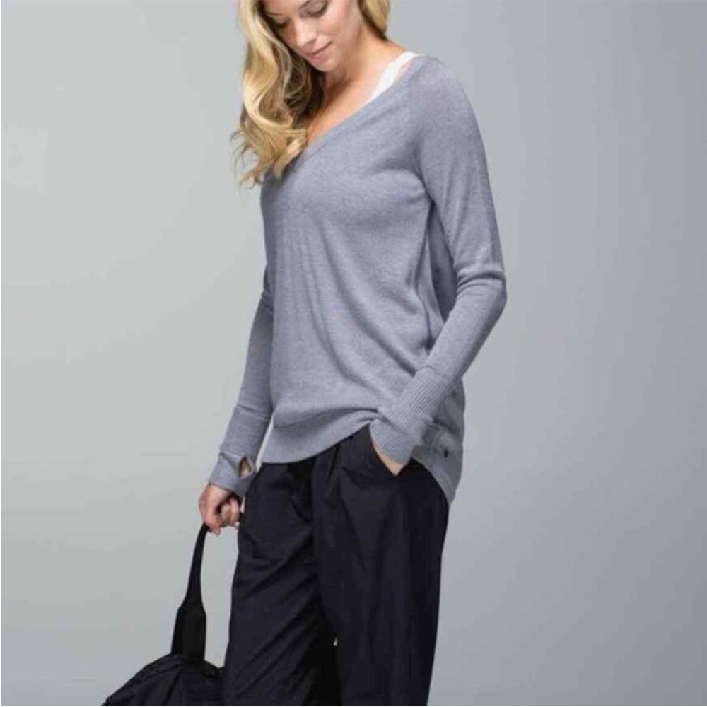 Lululemon Unity Pullover Gray Sweater size 10 cashmere blend